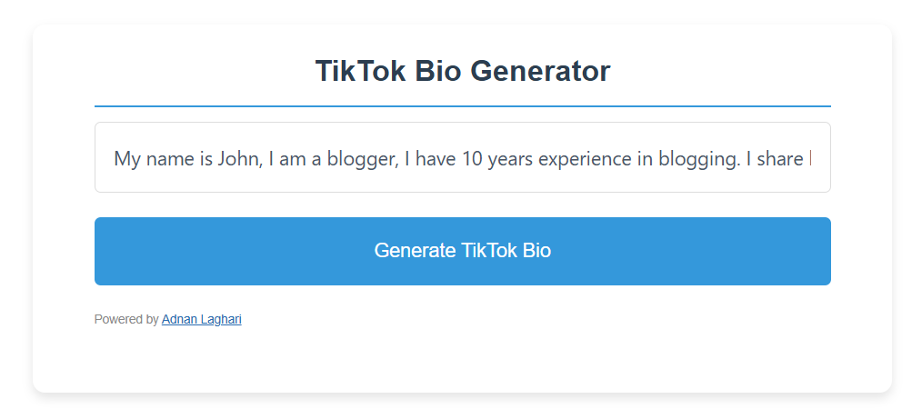 Free AI TikTok Bio Generator Tool tutorial 1