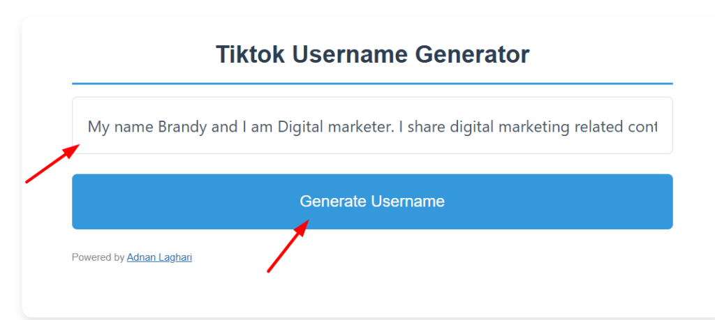 Free AI TikTok Username Generator Tool tutorial 1