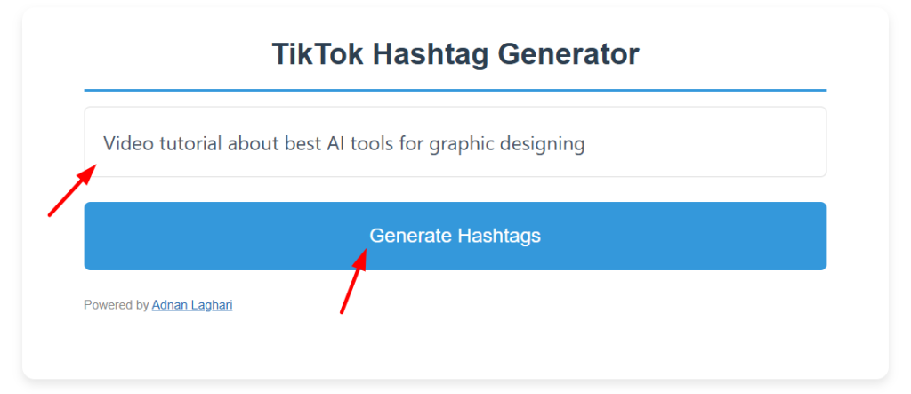 Free AI tiktok hashtag generator tool tutorial 1