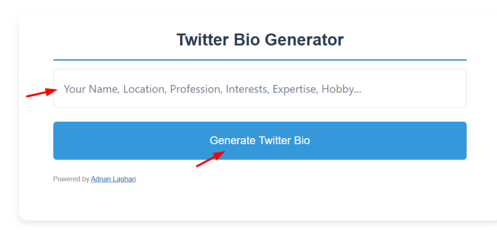 Twitter Bio Generator Tool Tutorial 1