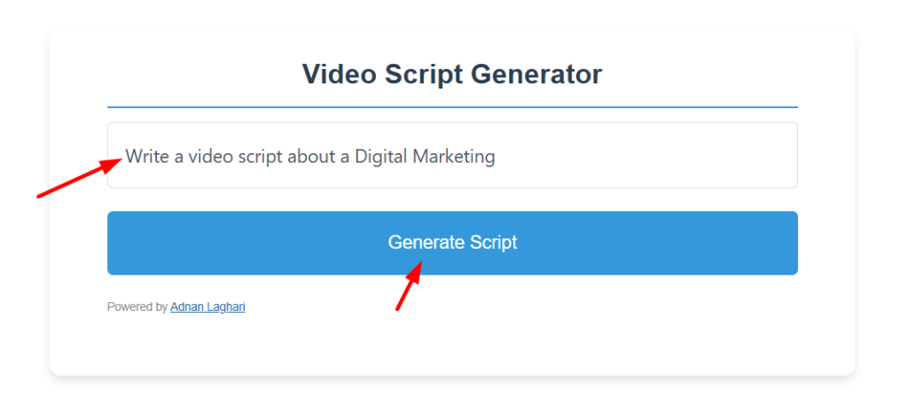 Free AI Video script generator Tool tutorial 1